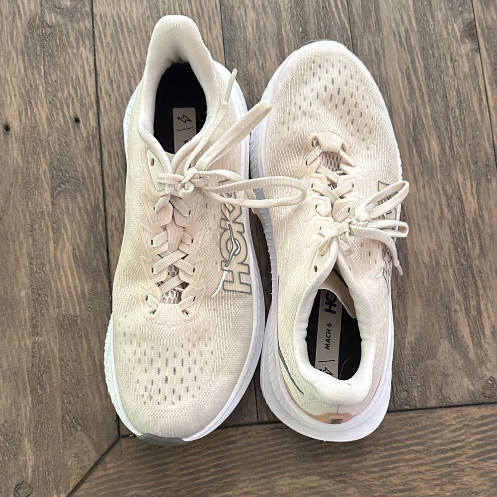 Hoka Cream Athletic Sneakers